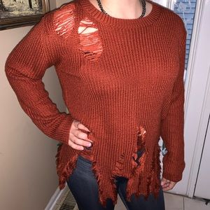 Distressed unique soft sweater